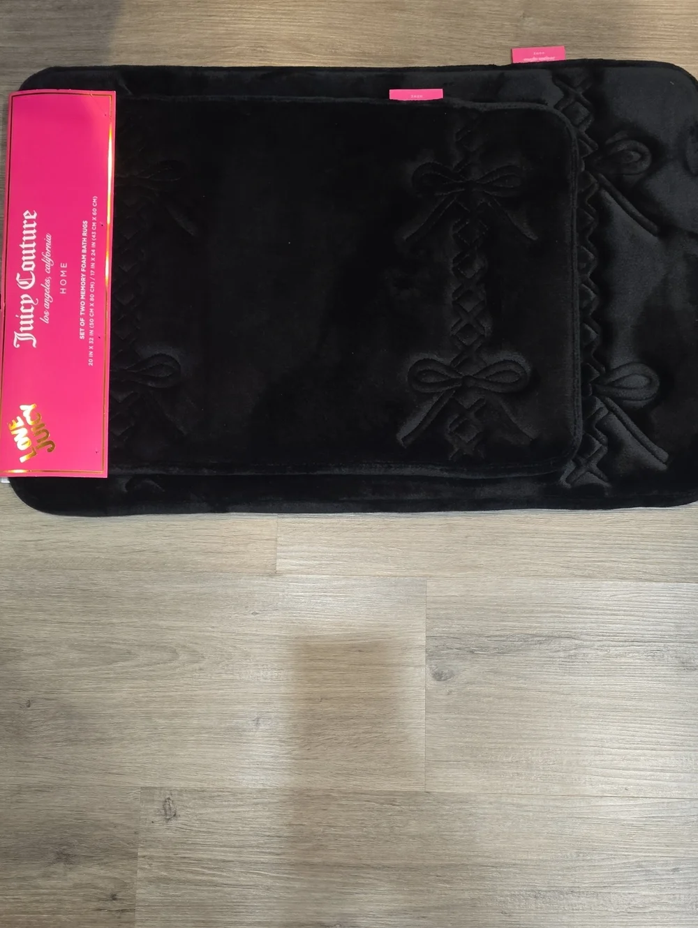 Juicy Couture Home 2-PC Set Corset Bows Embossed Quilted Memory Foam Bath Rugs
